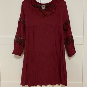 Old navy maroon lace tunic dress